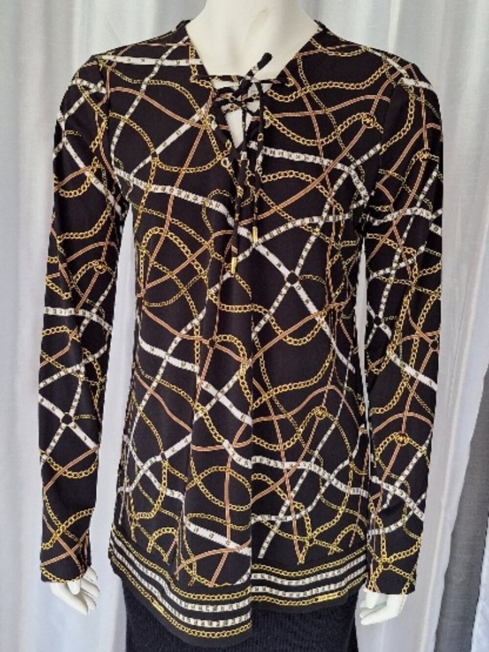 Michael Kors NWT new women's tunic long sleeve lace up blouse top size medium